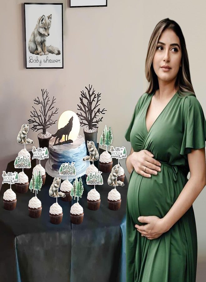 بالتيرفير زينة حفل استقبال مولود جديد من Balterever بتصميم ذئب، 36 قطعة من زينة الكب كيك على شكل ذئب، لوازم حفلات بطابع الذئب - Image 3