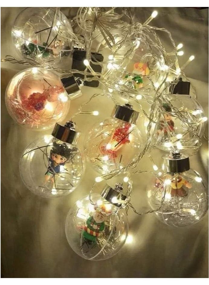 NAMA Ramadan decorative lights hanging, transparent LED balls with warm lighting, festive decor with indoor characters, Ramadan lights - Image 1