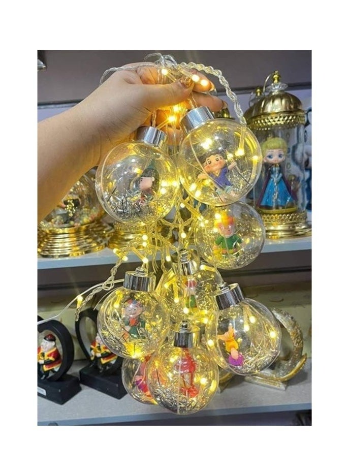 NAMA Ramadan decorative lights hanging, transparent LED balls with warm lighting, festive decor with indoor characters, Ramadan lights - Image 3