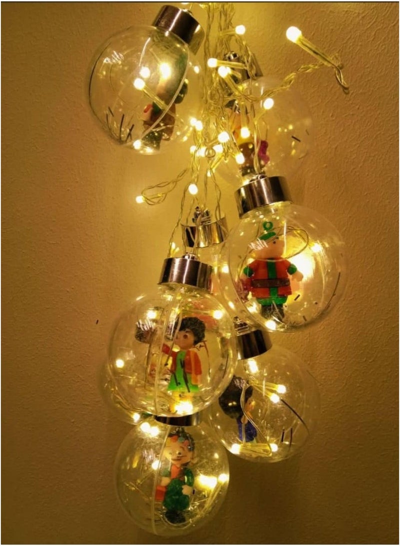 NAMA Ramadan decorative lights hanging, transparent LED balls with warm lighting, festive decor with indoor characters, Ramadan lights - Image 2
