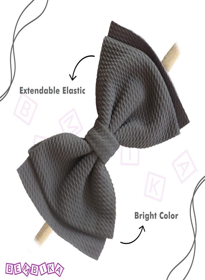Bembika Bow Headband For Baby Girl Hair Accessories For Girls Baby Headband For Girls Light Grey - Image 4