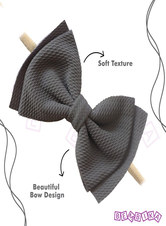 Bembika Bow Headband For Baby Girl Hair Accessories For Girls Baby Headband For Girls Light Grey - Image 3