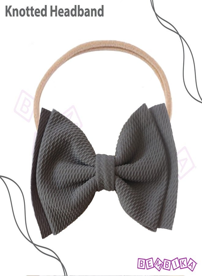 Bembika Bow Headband For Baby Girl Hair Accessories For Girls Baby Headband For Girls Light Grey - Image 2
