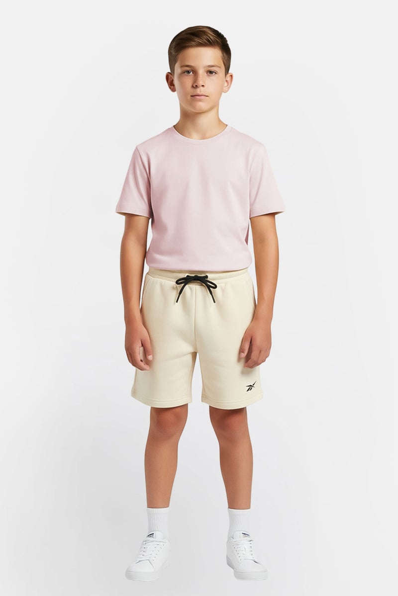 Reebok Kids Boy Brand Logo Terry Shorts, Beige - Image 1