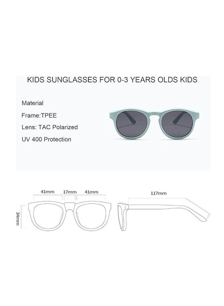 Adjustable polarization baby sunglasses with UV, baby sunglasses with straps - soft silicone frames for boys and girls, 0-48 months, flexible straps included - Image 2