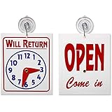 Store Fixtures Direct STORE FIXTURES DIRECT Double Sided"Will Return" Clock and"Open Come in" Sign with Adjustable Clock Hands & Suction Cup, - Image 1