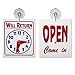 Store Fixtures Direct STORE FIXTURES DIRECT Double Sided"Will Return" Clock and"Open Come in" Sign with Adjustable Clock Hands & Suction Cup, - Image 2