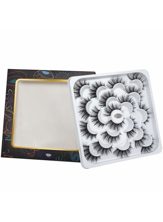 DYSILK Lashes Mink Eyelashes - False Eyelashes 10 Pairs 6D Faux Mink Lashes Pack Eye Lashes Cat Eye Lashes Fluffy Eyelashes Fake Lashes Reusable False Eyelashes Wispy | 15mm - Image 5