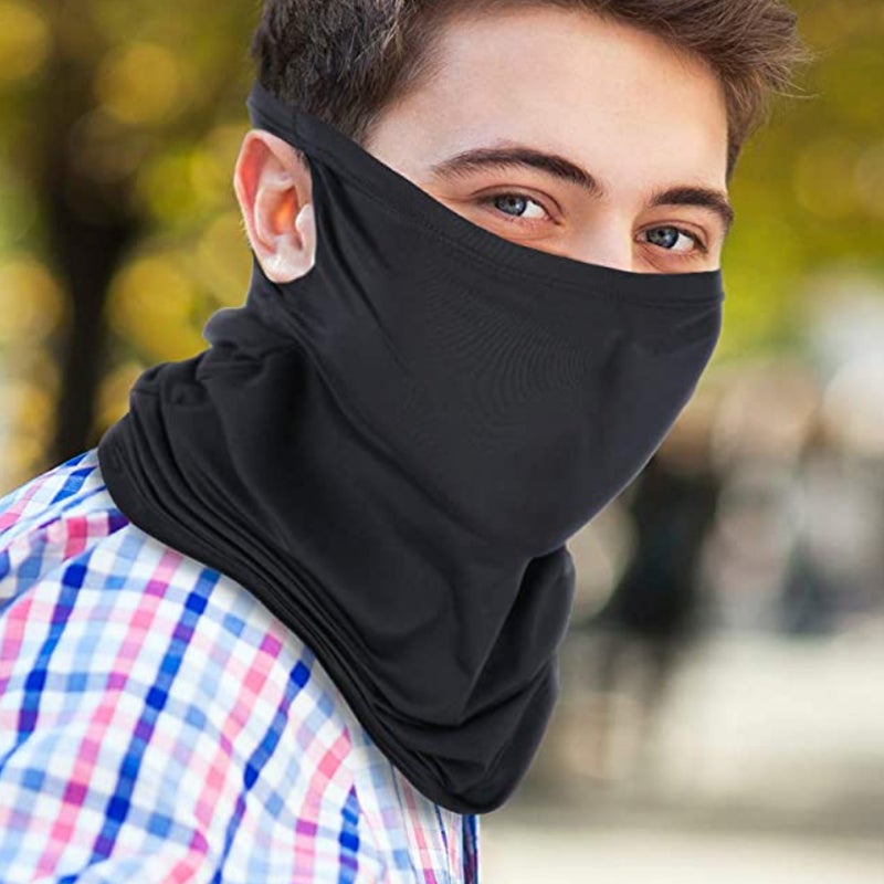 قناع واق للوجه وقناع عنق متعدد الوظائف - وشاح للجري للرجال والنساء - الأسود - Image 3