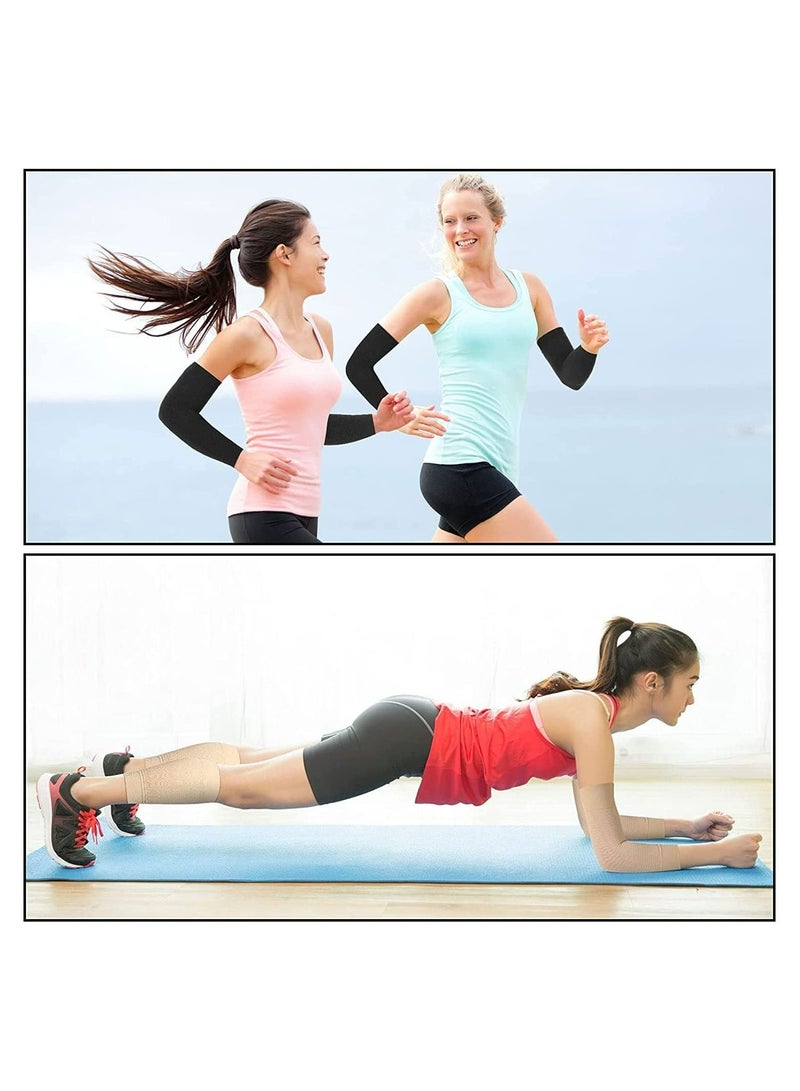 SYOSI Slimming Arm Sleeves, 4 Pairs Arm Elastic Compression Arm Shapers Sport Arm Shapers for Women Girls, Pain Relieving Arm Compression Sleeve, All Day Relief Against Arthritis Tendonitis and Tennis Elbow - Image 2