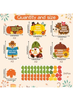 CY2SIDE Fall Religious Hanging Ornaments - 24Set Diy Fall Scarecrow Gnome Gather Simple Blessings Hanging Card Art Craft For Kid Autumn Pumpkin Cutout With Maple Decoration Fall Sunday School Activity  - Image 2