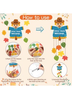 CY2SIDE Fall Religious Hanging Ornaments - 24Set Diy Fall Scarecrow Gnome Gather Simple Blessings Hanging Card Art Craft For Kid Autumn Pumpkin Cutout With Maple Decoration Fall Sunday School Activity  - Image 3