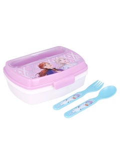 Disney Funny Sandwich Box with Cutlery Frozen Elements BPA Free Portable Lunch Container for Kids Customizable Design Perfect for Disney Cars Fans  - Image 1