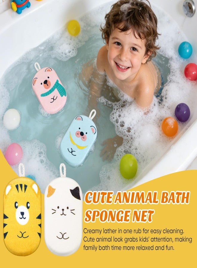OAKDOLCHE 4 Pack Baby Bath Sponge, Soft Absorbent Kids Shower Loofah, Gentle Exfoliating Body Scrubber with Cute Animal Design for Toddlers, Infants, Boys, Girls & Adults - Image 3