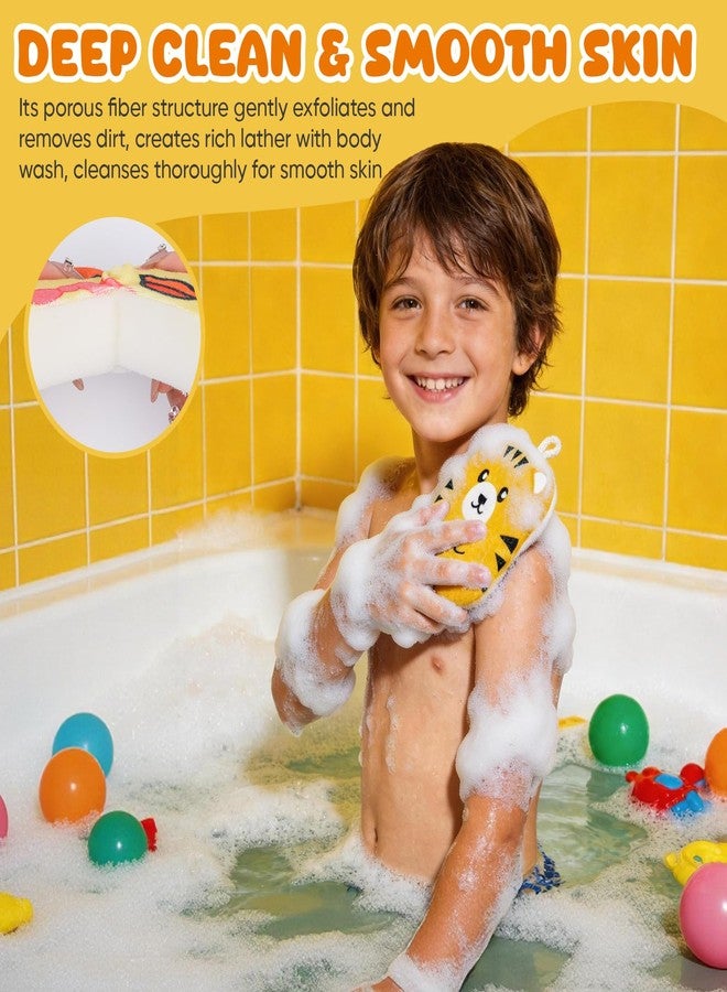 OAKDOLCHE 4 Pack Baby Bath Sponge, Soft Absorbent Kids Shower Loofah, Gentle Exfoliating Body Scrubber with Cute Animal Design for Toddlers, Infants, Boys, Girls & Adults - Image 5