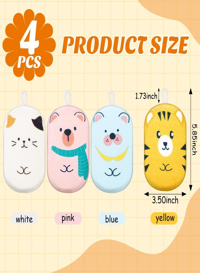 OAKDOLCHE 4 Pack Baby Bath Sponge, Soft Absorbent Kids Shower Loofah, Gentle Exfoliating Body Scrubber with Cute Animal Design for Toddlers, Infants, Boys, Girls & Adults - Image 4
