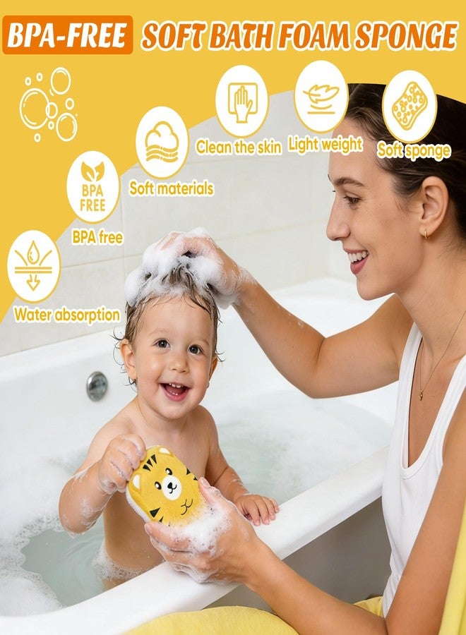 OAKDOLCHE 4 Pack Baby Bath Sponge, Soft Absorbent Kids Shower Loofah, Gentle Exfoliating Body Scrubber with Cute Animal Design for Toddlers, Infants, Boys, Girls & Adults - Image 2