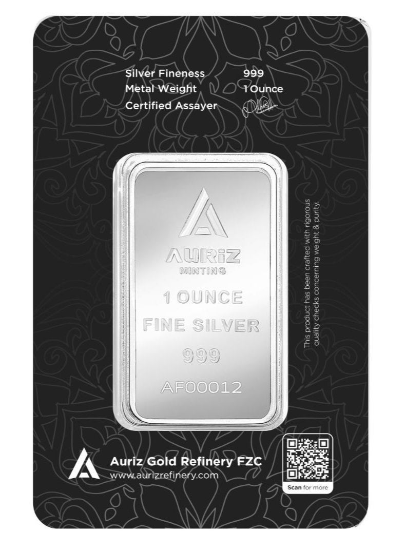 Auriz Minting 1Oz Pure Silver Bar 999 - 31.10 Grams - Image 2
