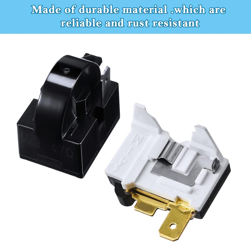 Mudder QP2-4.7 مرحل بدء PTC 1 دبوس مرحل بدء الثلاجة و 6750C-0005P واقي الحمل الزائد متوافق مع ضاغط ثلاجة LG، 2 قطع في المجموع - Image 3