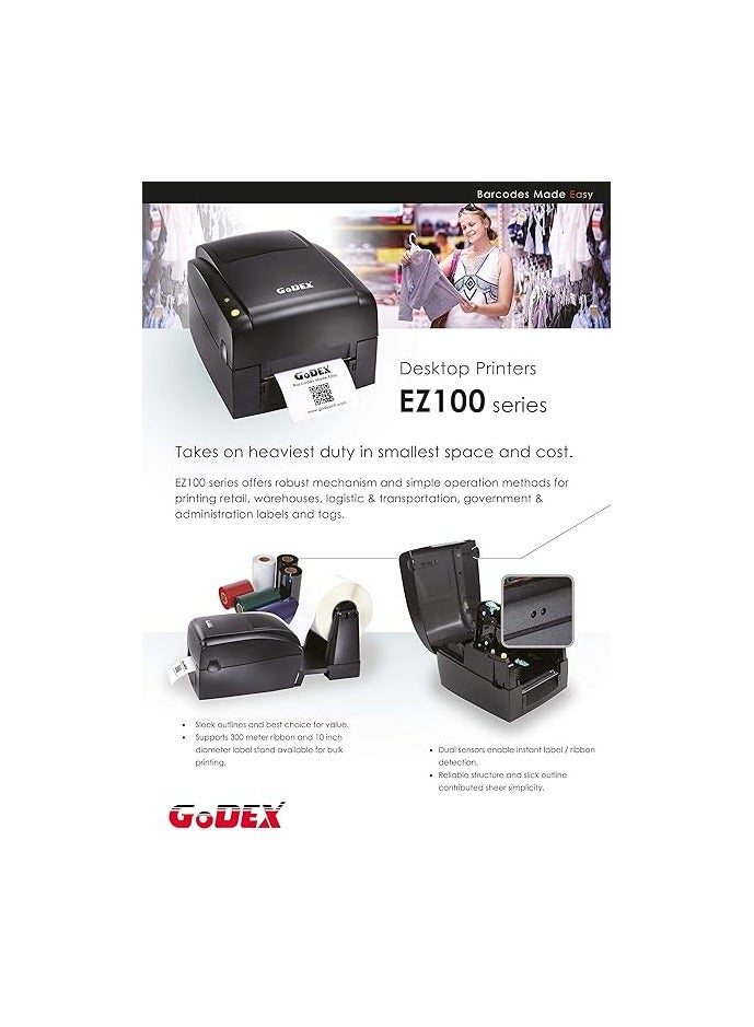 GoDEX EZ120 Barcode Printer Multi-Purpose Thermal Transfer Desktop Barcode Printer - Image 4
