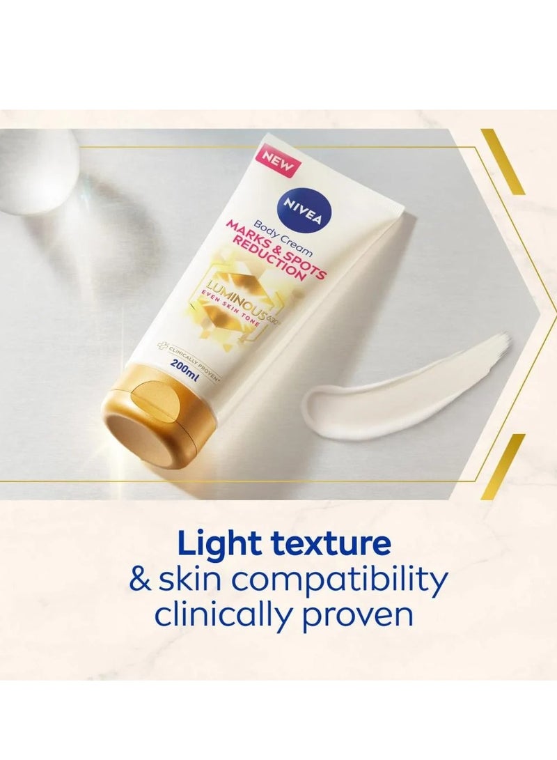 Nivea Luminous Brightening Body Cream to Reduce Marks and Spots 200ml - Image 2