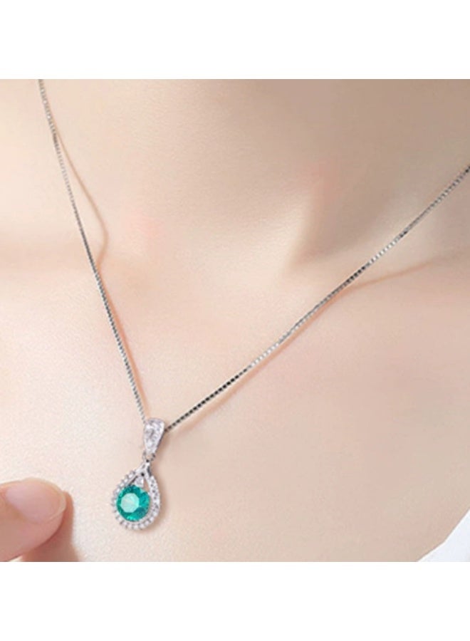 KUYING Imitation Moissanite Droplet Shaped Colorful Pendant Necklace - Image 2