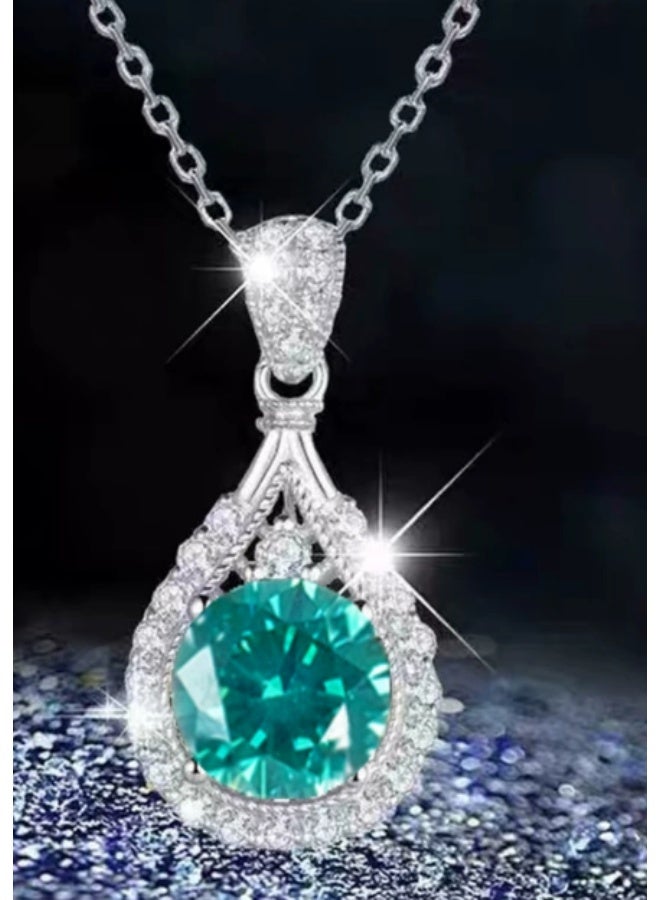 KUYING Imitation Moissanite Droplet Shaped Colorful Pendant Necklace - Image 3