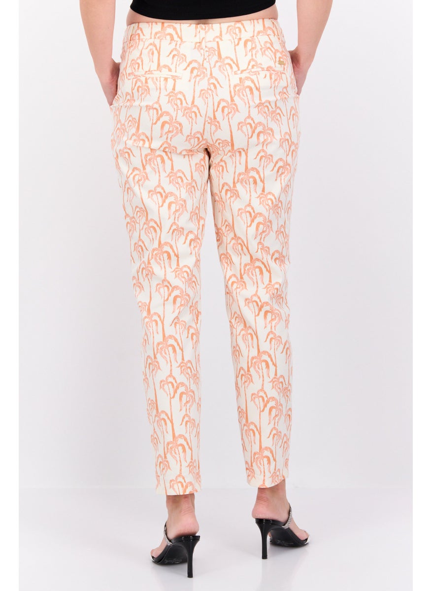 Scotch & Soda Women Slim Fit Allover Print Chino Pants, White Combo  - Image 4