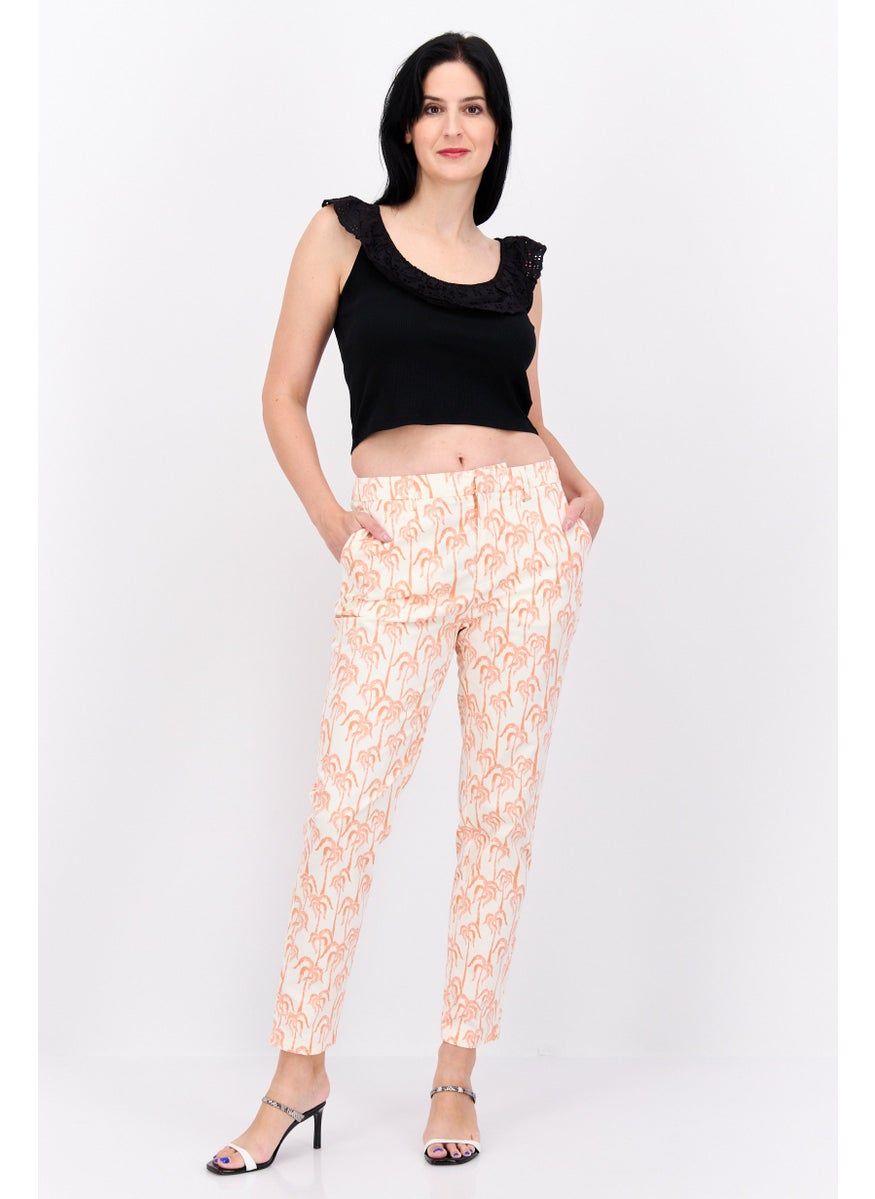 Scotch & Soda Women Slim Fit Allover Print Chino Pants, White Combo  - Image 2