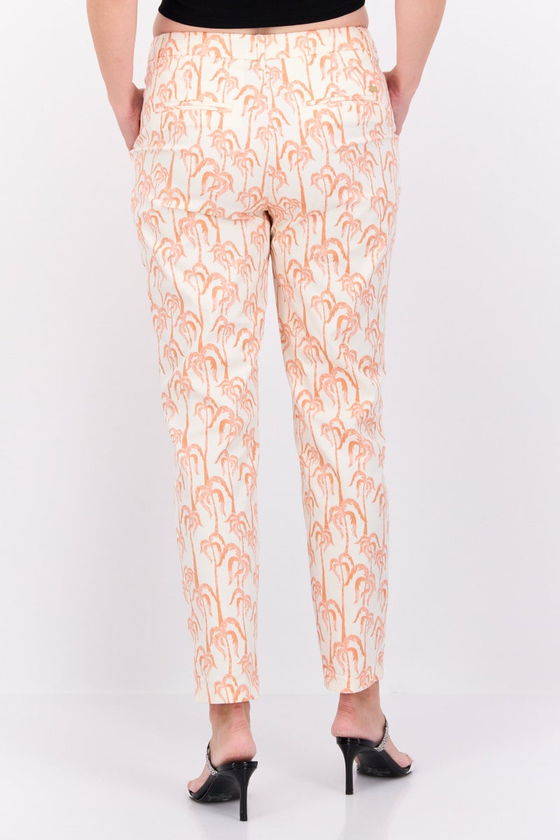 Scotch & Soda Women Slim Fit Allover Print Chino Pants, White Combo - Image 4