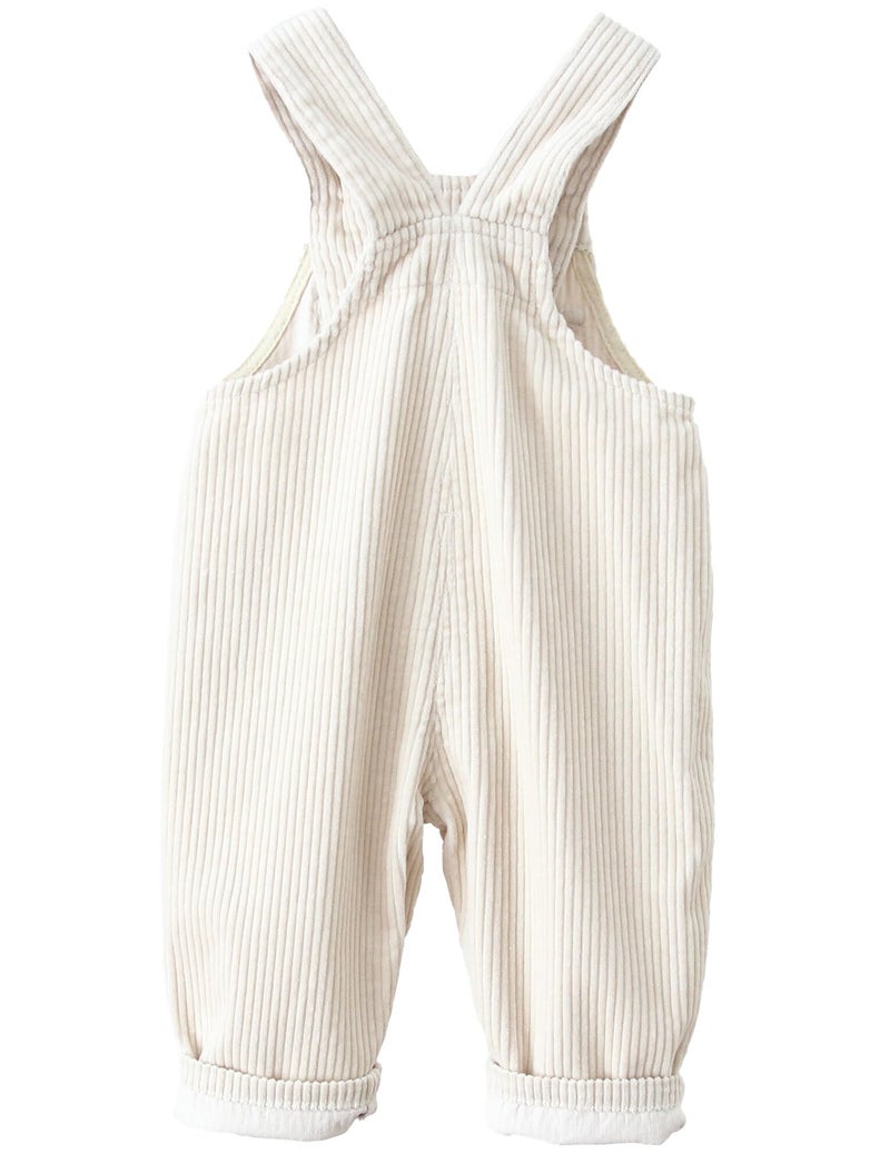 Happy Cherry Boys Girls Corduroy Jumpsuit Overalls Lightweight Bib Jumpsuit Fashion One Piece Romper Overalls Casual Halter Strap Overalls with Pocket Beige 18-24 Months - Image 2