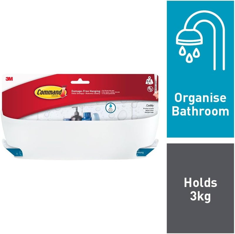 Command Bath Shower Caddy with Water-Resistant Strips - Clear Frosted, Holds 3 kg - Image 2