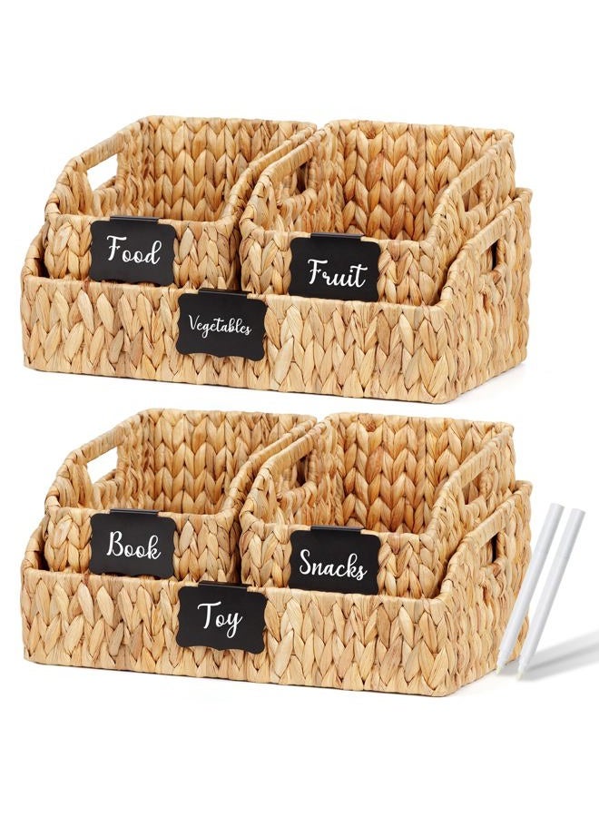 Stylave Wicker Baskets for Organizing,Pantry Baskets with Built-in Handles, Handwoven Wicker Storage Basket, Water Hyacinth Storage Bins for Shelves, 3 Pack, Natural 2 Set - Image 1