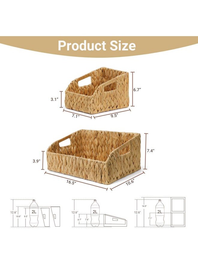Stylave Wicker Baskets for Organizing,Pantry Baskets with Built-in Handles, Handwoven Wicker Storage Basket, Water Hyacinth Storage Bins for Shelves, 3 Pack, Natural 2 Set - Image 2