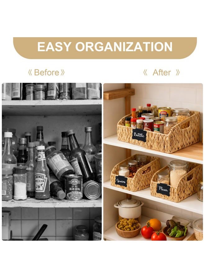 Stylave Wicker Baskets for Organizing,Pantry Baskets with Built-in Handles, Handwoven Wicker Storage Basket, Water Hyacinth Storage Bins for Shelves, 3 Pack, Natural 2 Set - Image 3