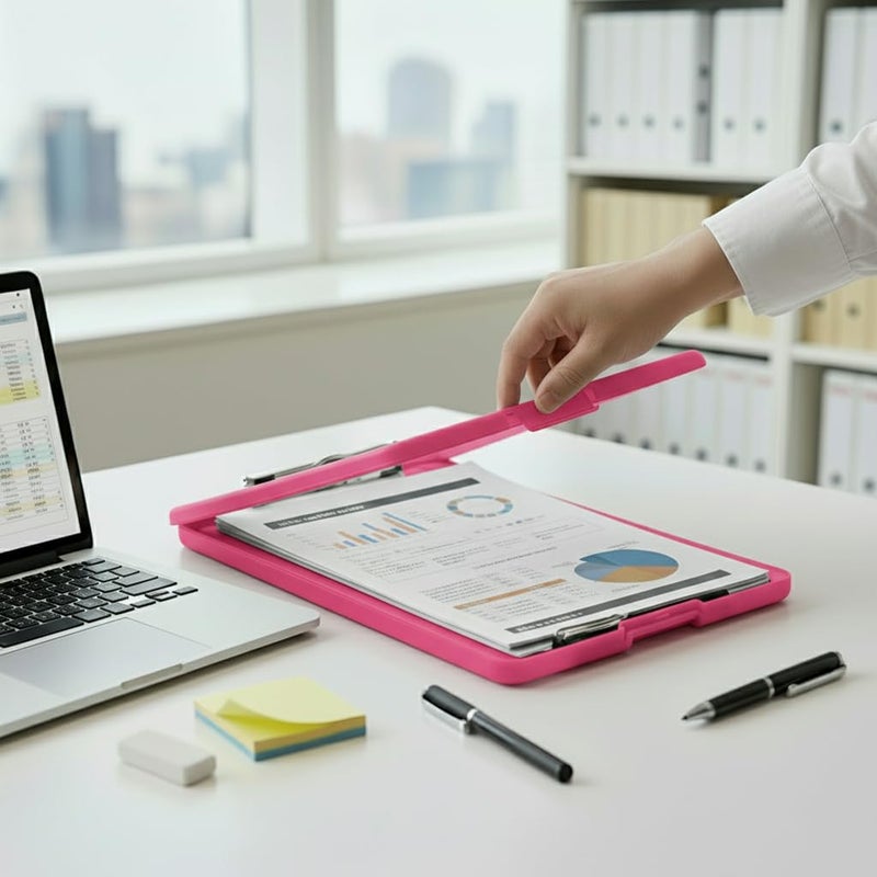 oddpod ™ Praise A4 Clip Pad/Clipboard with Storage Case for Paper and Document Storage 83002 (Deep Pink) - Image 2