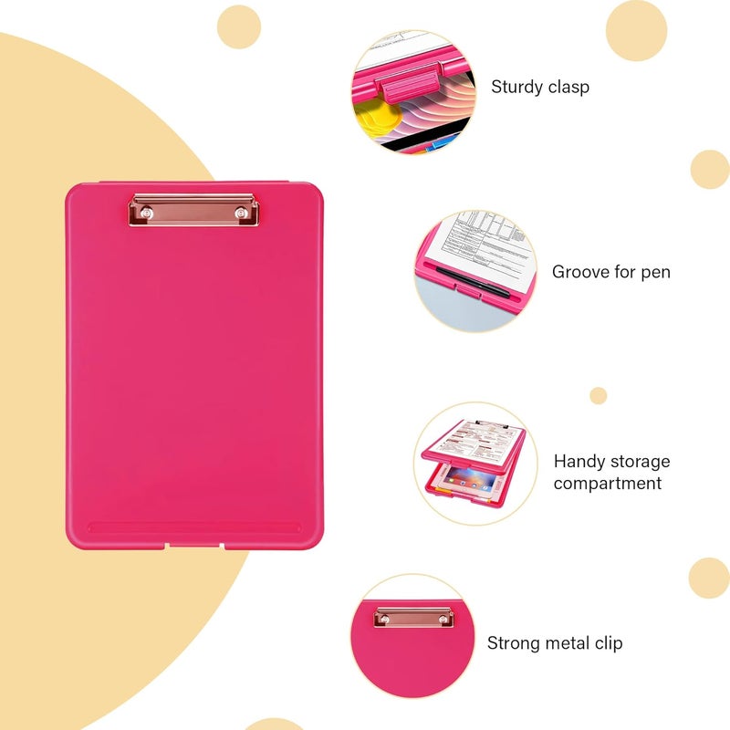 oddpod ™ Praise A4 Clip Pad/Clipboard with Storage Case for Paper and Document Storage 83002 (Deep Pink) - Image 4