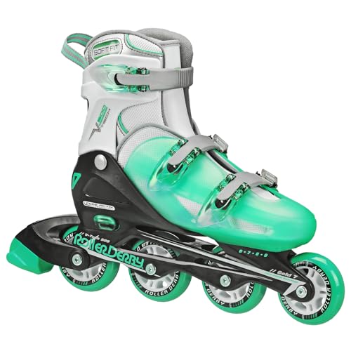 Roller Derby V-Tech 500 Adjustable Performance Inline Skates for Men, Women, Kids, Teens, Large (6-9), Mint - Image 1