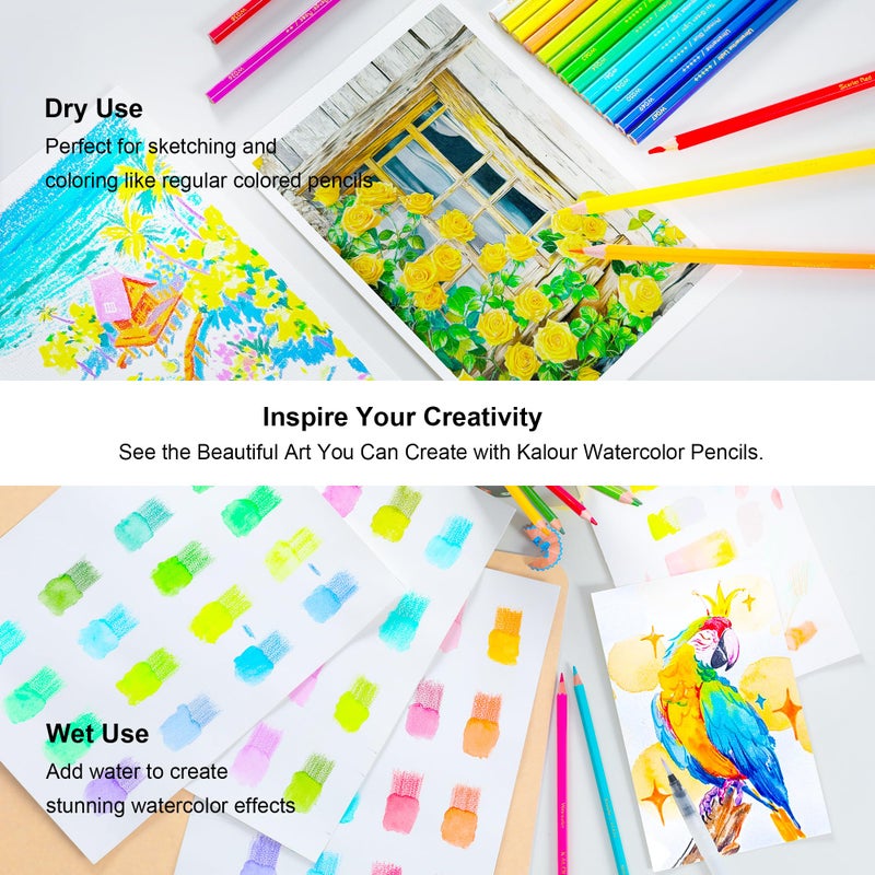 KALOUR Watercolor Pencils with Brush, 36 Colors, Blendable Wet or Dry, Ideal for Coloring Books and Art - Image 4