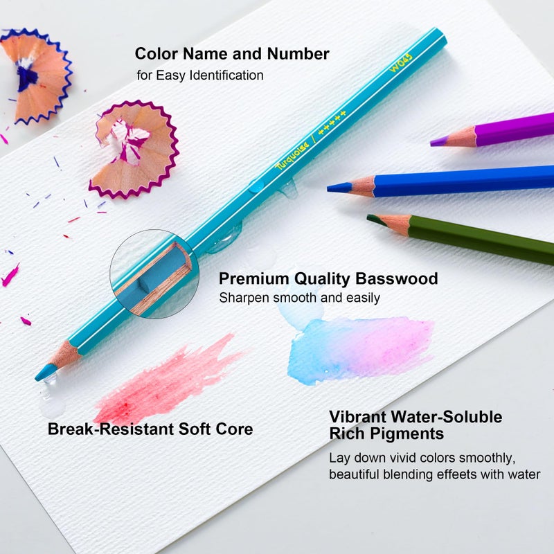 KALOUR Watercolor Pencils with Brush, 36 Colors, Blendable Wet or Dry, Ideal for Coloring Books and Art - Image 3