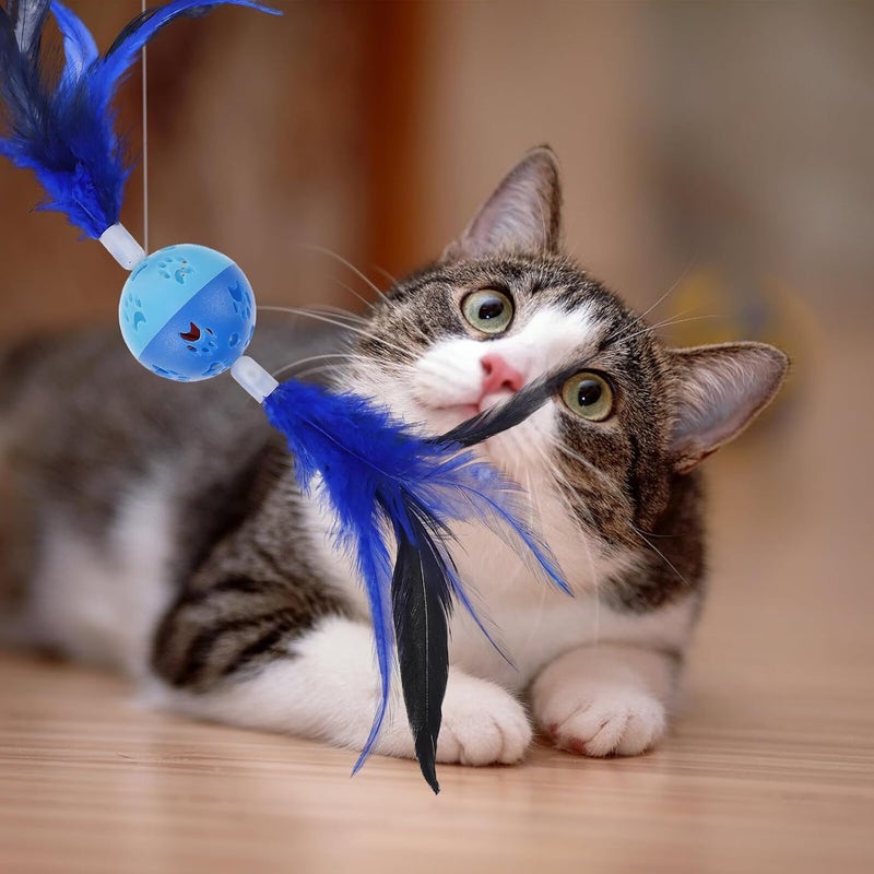 2pcs Cat Bell Balls with Built-in Bells and Soft Plumes Interactive Rolling Chewing for Indoor Cats - Image 4