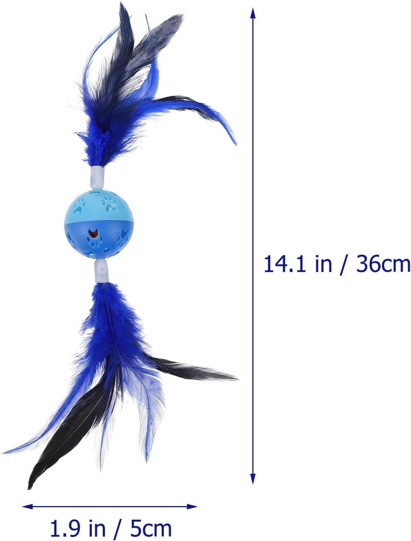 2pcs Cat Bell Balls with Built-in Bells and Soft Plumes Interactive Rolling Chewing for Indoor Cats - Image 2