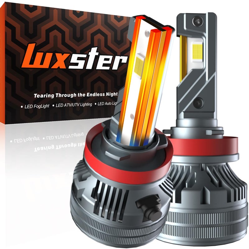 LUXSTER Punisher H11 H9 LED Bulbs, 60000LM Ultra Bright, H8 H16 Foglight, 1:1 OEM Beam Pattern, Halogen Replacement, Plug-N-Play Installation, 6000K Pure White, IP68 Waterproof, Pack of 2 - Image 1