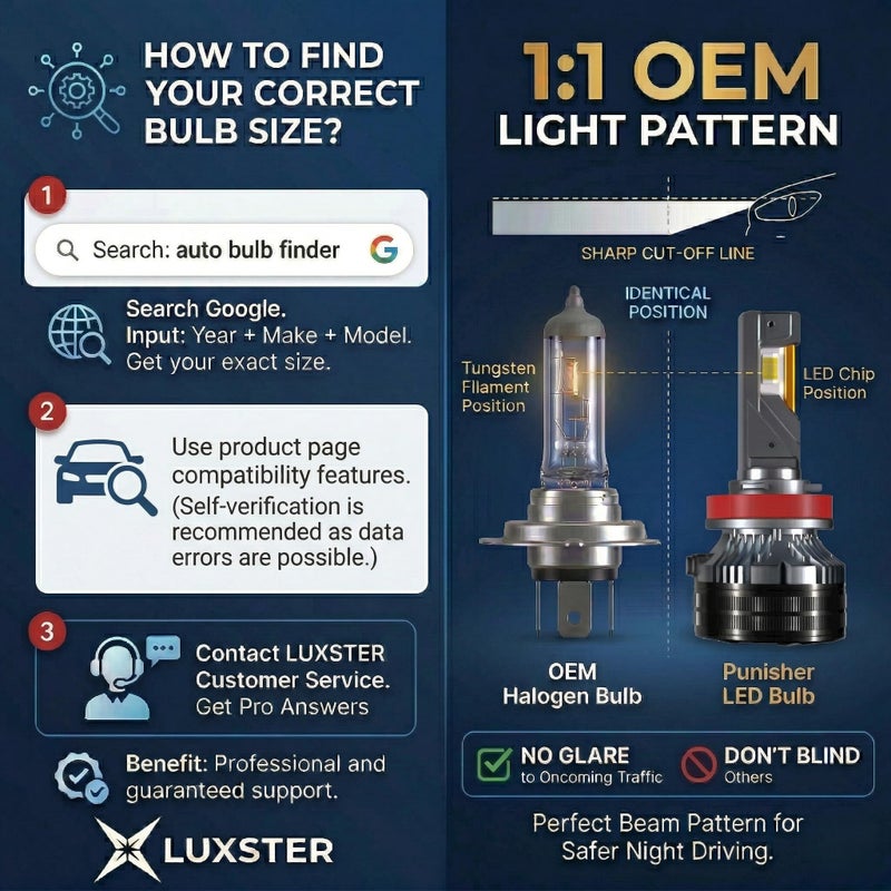LUXSTER Punisher H11 H9 LED Bulbs, 60000LM Ultra Bright, H8 H16 Foglight, 1:1 OEM Beam Pattern, Halogen Replacement, Plug-N-Play Installation, 6000K Pure White, IP68 Waterproof, Pack of 2 - Image 2