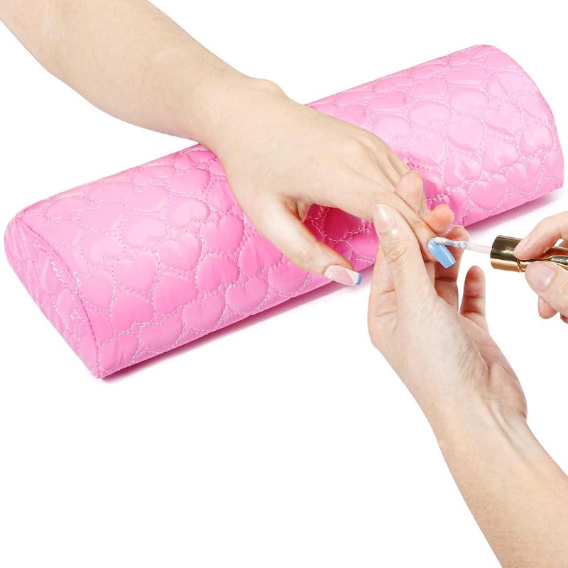 Brille Bee Professional Nail Arm Rest Ergonomic Hand Cushion for Manicures Ideal for Nail Technicians Pink - Image 1