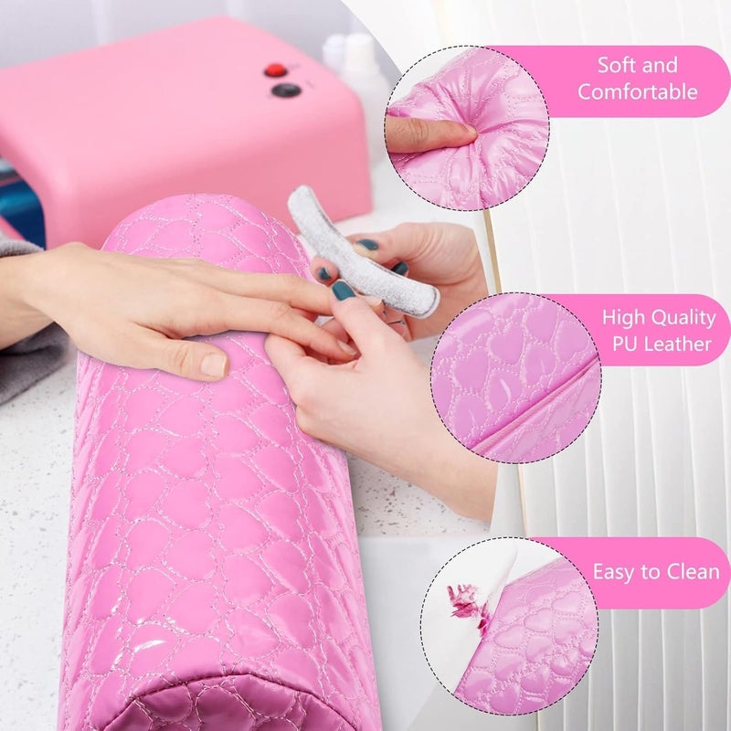 Brille Bee Professional Nail Arm Rest Ergonomic Hand Cushion for Manicures Ideal for Nail Technicians Pink - Image 2