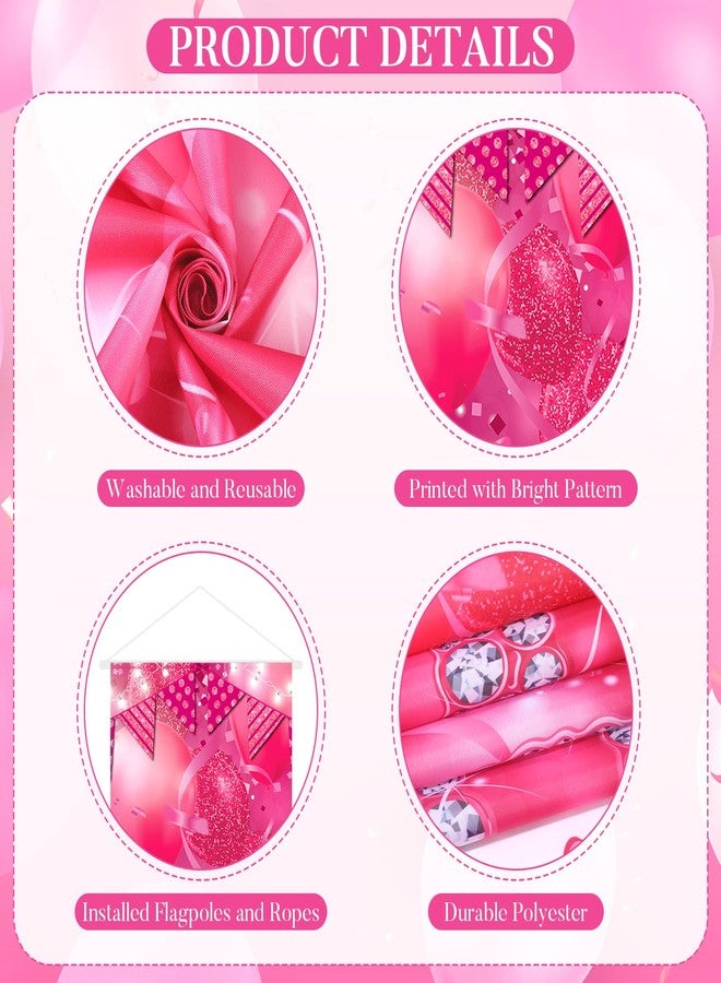 TagreSpike Sweet 16 Birthday Decorations Door Banner for Girls Hot Pink Happy 16th Birthday Porch Sign Sweet 16th Birthday Props Decor for Indoor Outdoor Sixteen Year Old Birthday Supplies - Image 2