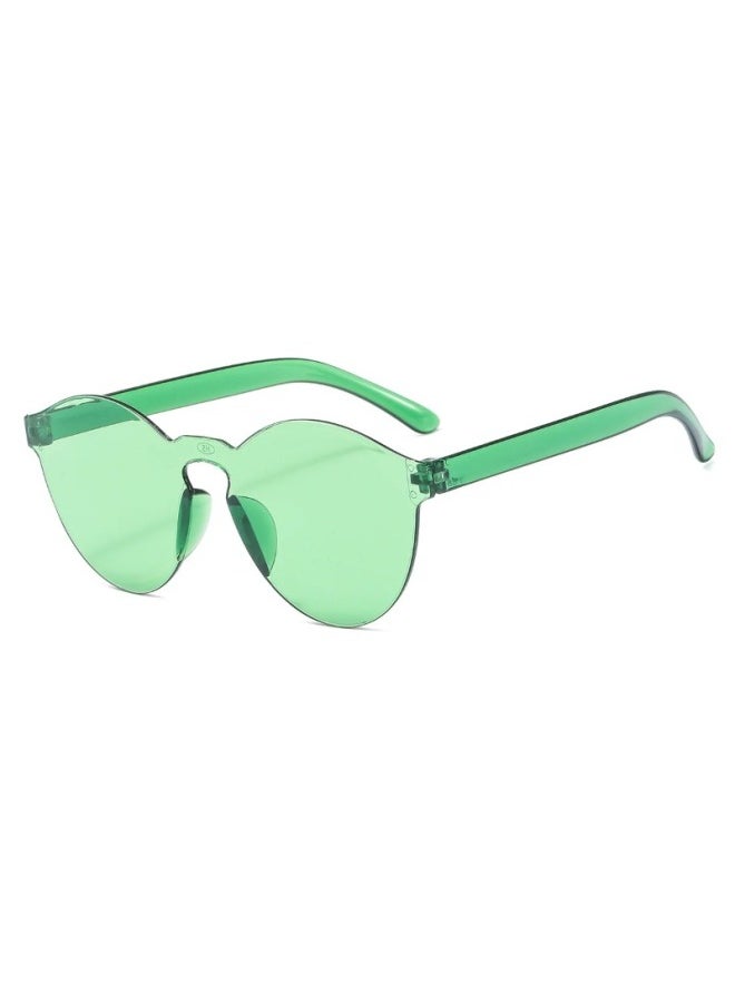 Generic - Fashion Rimless Transparent Sunglasses UV400 Oval Frameless Sun Glasses Vintage Red Pink Blue Yellow Orange Eyewear Gafas De Sol-Lenses Color:Blue - Image 1
