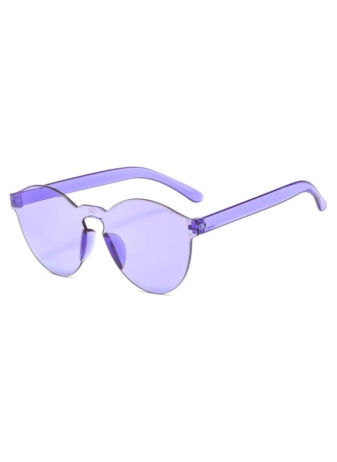 Generic - Fashion Rimless Transparent Sunglasses UV400 Oval Frameless Sun Glasses Vintage Red Pink Blue Yellow Orange Eyewear Gafas De Sol-Lenses Color:Blue - Image 1