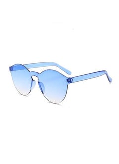 Fashion Rimless Transparent Sunglasses UV400 Oval Frameless Sun Glasses Vintage Red Pink Blue Yellow Orange Eyewear Gafas De Sol-Lenses Color:Blue
